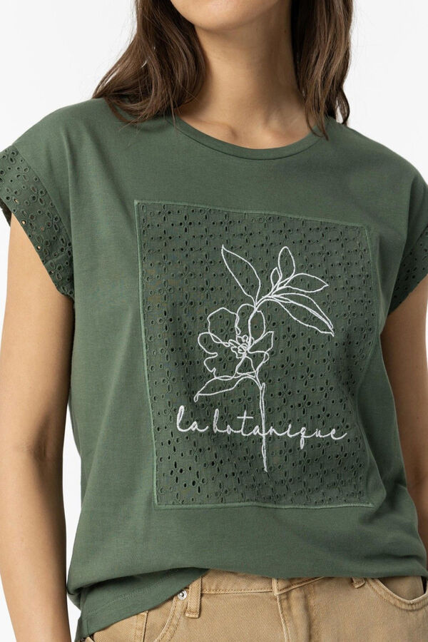 Springfield T-shirt with embroidered front dark green