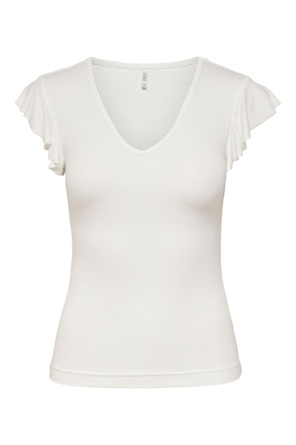 Only Fitted top with ruffles white