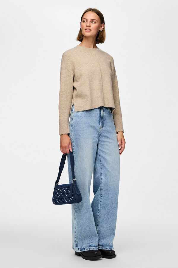 Pieces Basic jersey-knit sweater grey