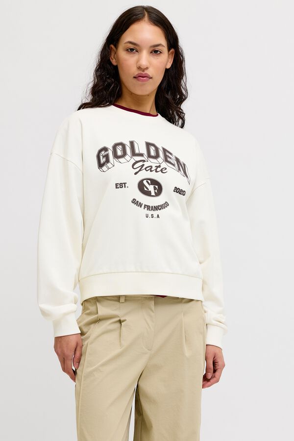 Jack & Jones Sudadera relaxed cuello redondo blanco