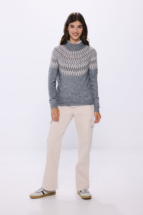 Springfield Studded lurex jacquard sweater grey