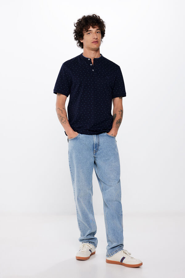 Springfield Polo majica od pikea slim kroja s uzorkom tamno plava