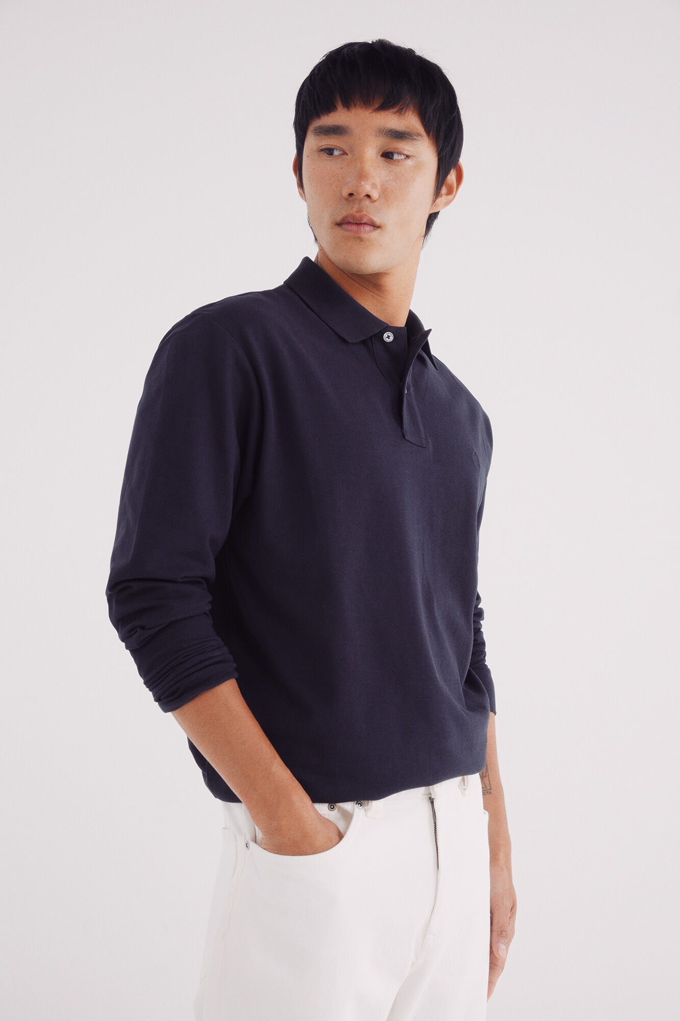 Springfield Basic long sleeve regular fit piqu&eacute; polo shirt