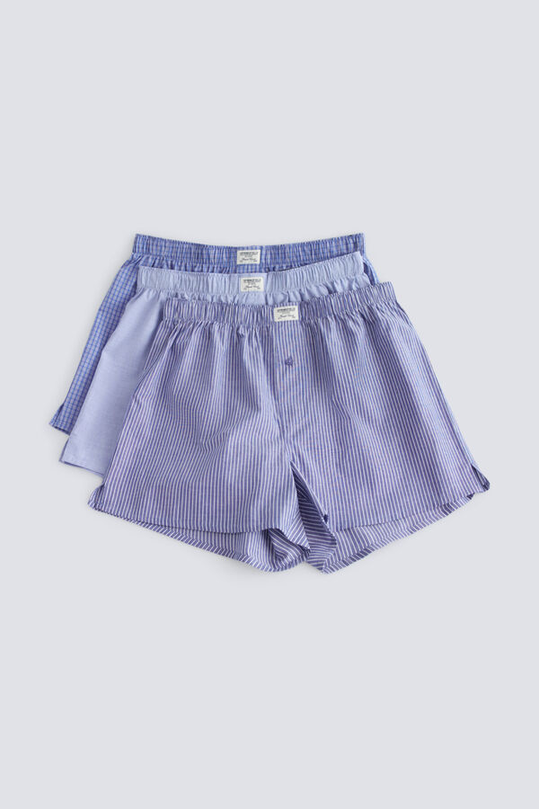 Springfield Printed poplin 3-pack boxers blue