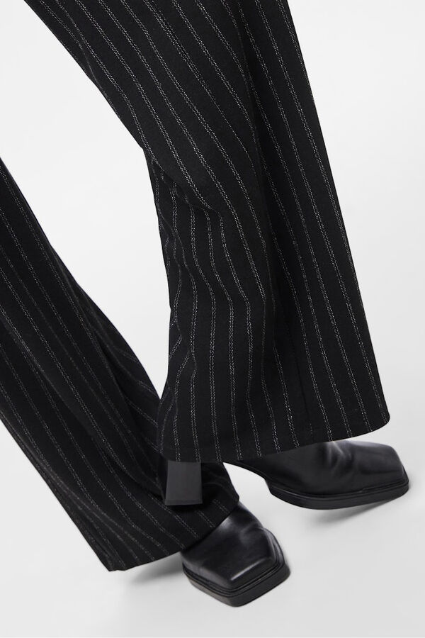 Pieces Calça riscas de cintura alta e perna reta preto
