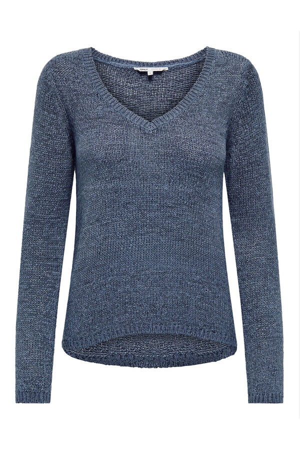 Only Jersey de cuello de pico azul