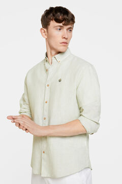 Springfield Linen shirt with micro stripes green