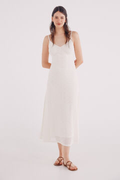 Springfield Structured midi dress with thin straps printed
