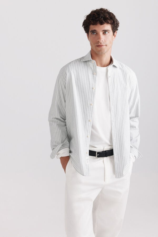 Springfield Chemise oxford &agrave; rayures vert