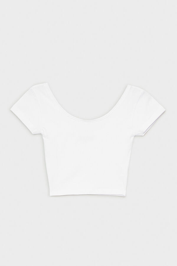 Springfield Camiseta Cropped Escote Espald blanco