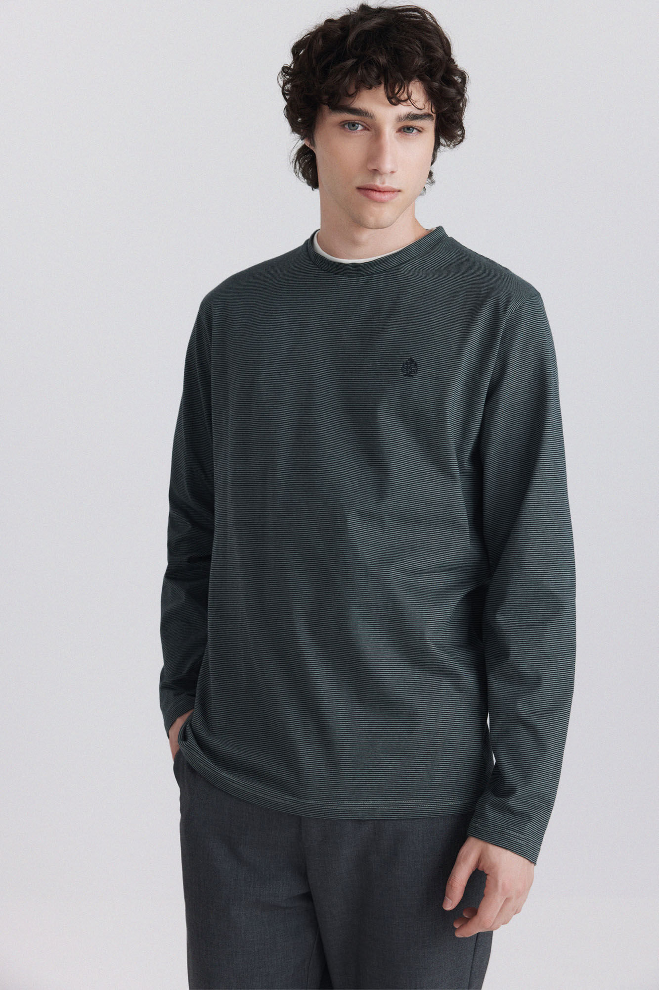 Springfield Striped double neck long sleeve T-shirt