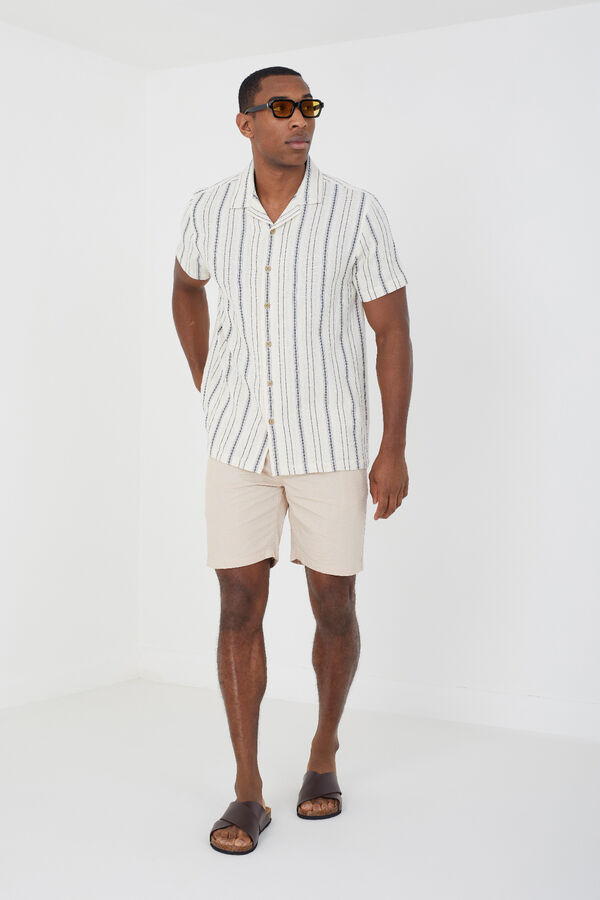 Brave Soul Camisa a rayas manga corta marfil