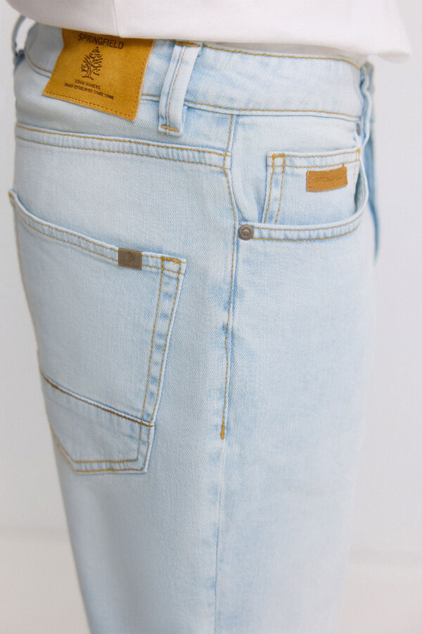 Springfield Ultra-light denim slim fit Bermuda shorts blue