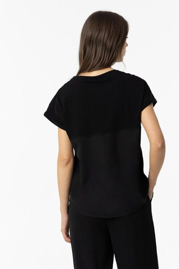 Springfield T-Shirt kombiniert mit Print vorne schwarz