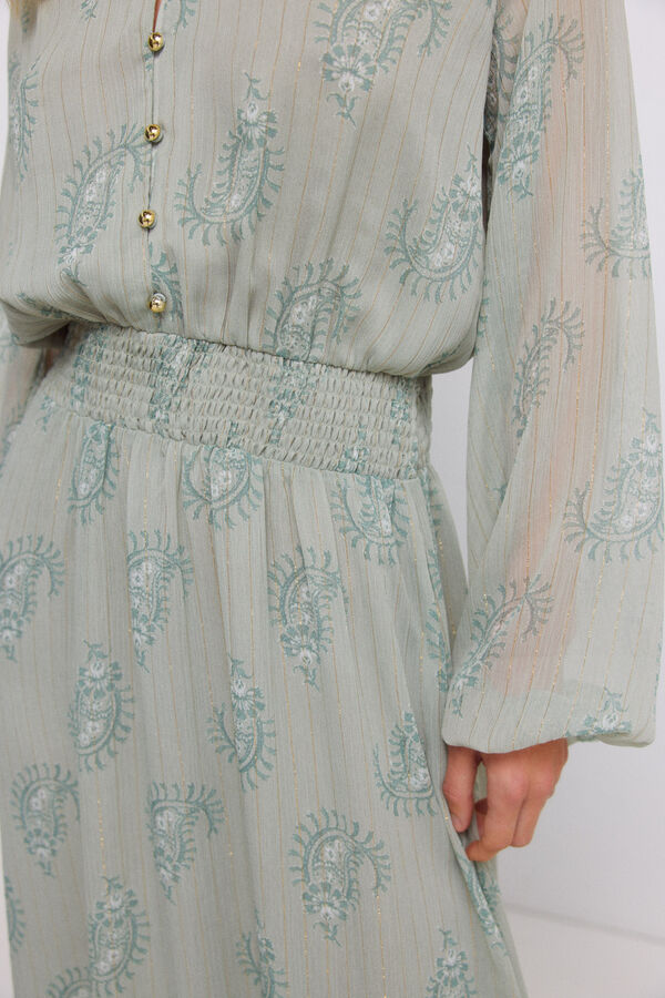 Springfield Honeycomb print midi dress green