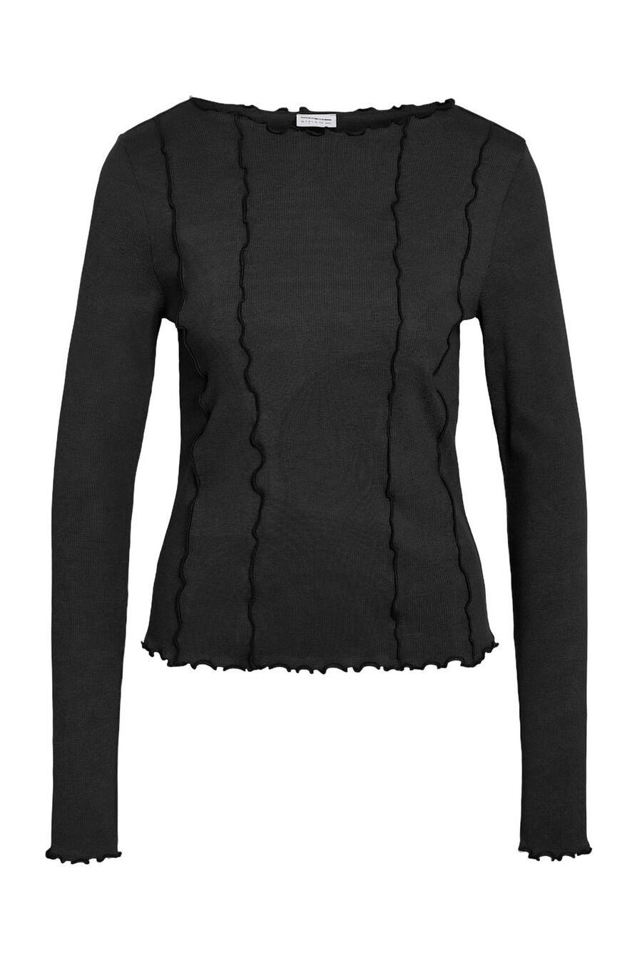 Top manga larga costuras