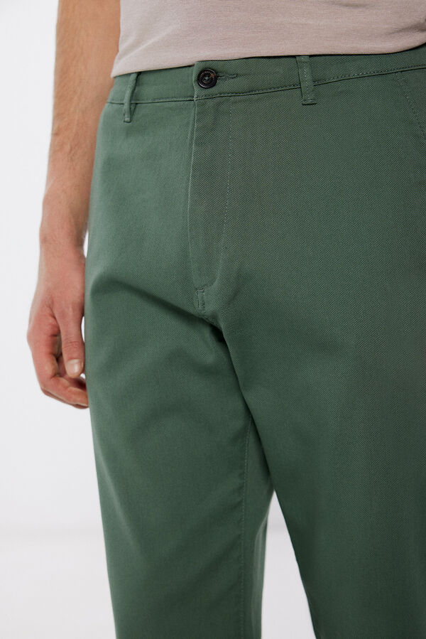 Springfield Calças chino cor corte comfort slim fit verde