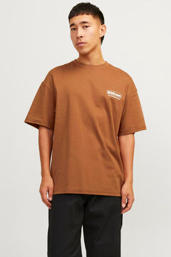 Jack & Jones Camiseta loose fit estampa marr&oacute;n