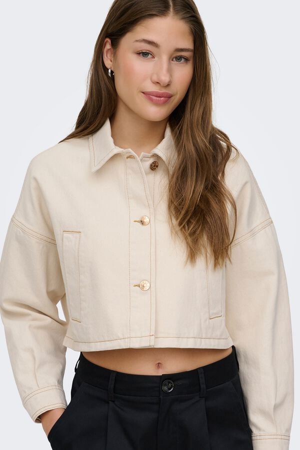 Only Cazadora corta vaquera beige