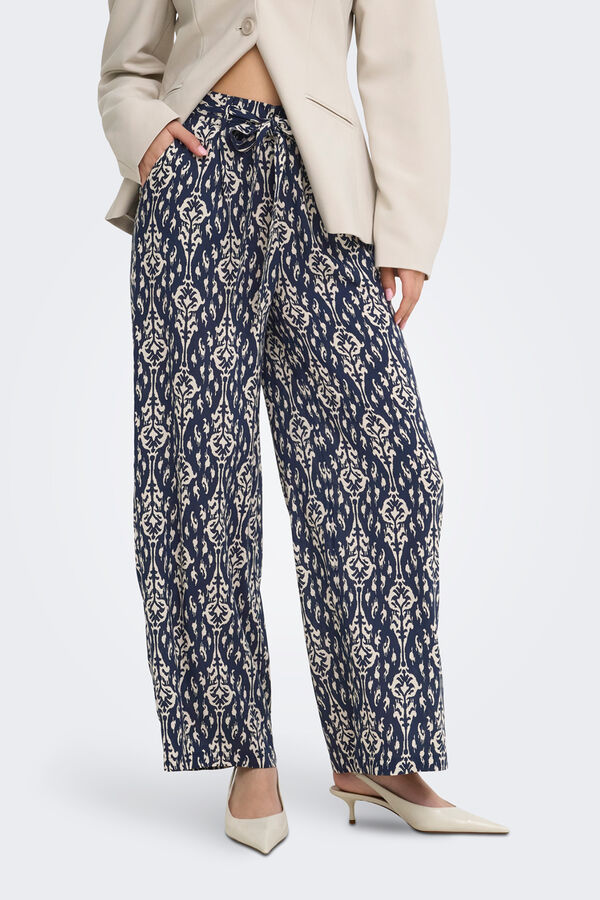 Only Pantal&oacute;n ancho estampado azul