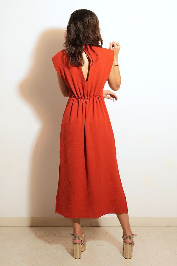 Cul Sac Midi dress with shoulder pads red