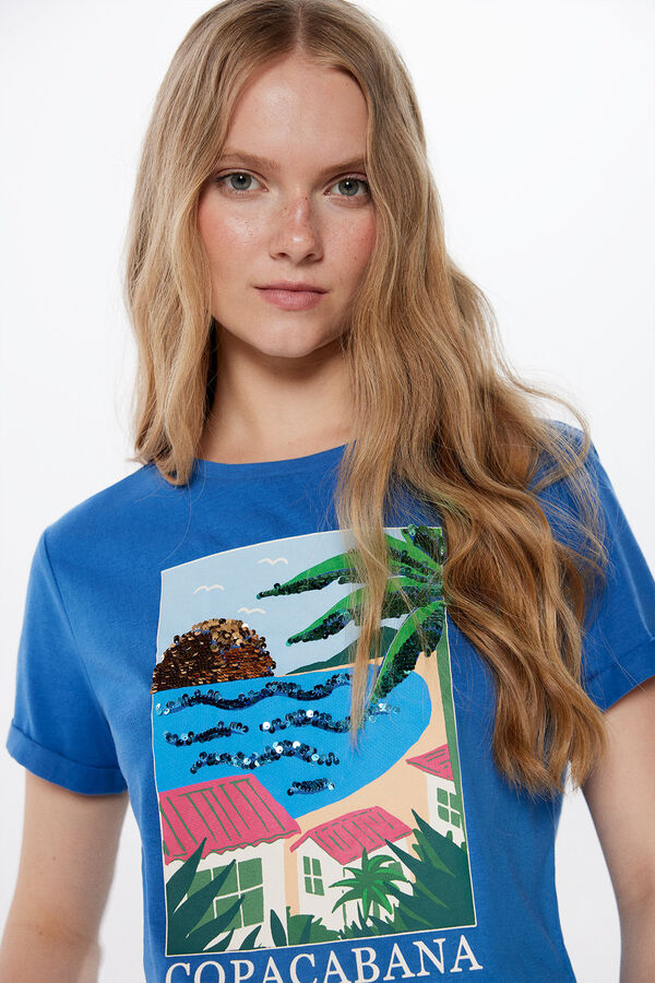 Springfield T-Shirt Grafik Landschaft lila