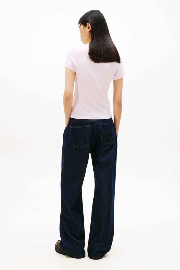 Tommy Jeans Camiseta slim manga corta rosa