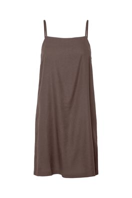 Vestido corto de lino con tirantes