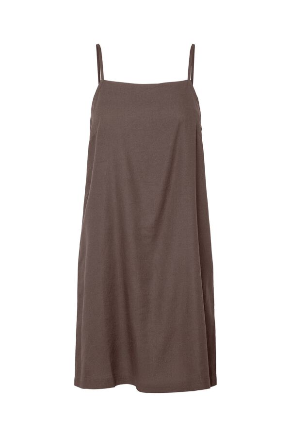 Pieces Linen short dress with straps nude