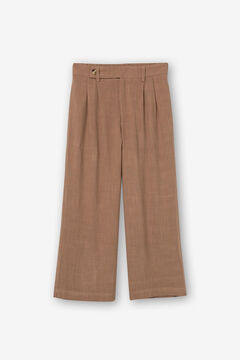 Springfield Pantalón Lino Cropped marrón claro