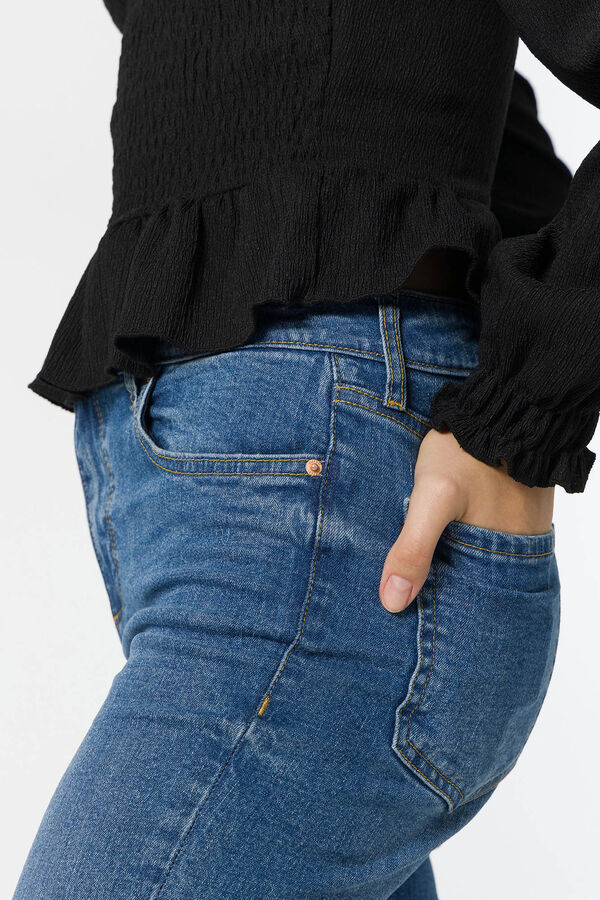 Springfield Jeans Megan Cropped Flare Cintura Subida azul aço