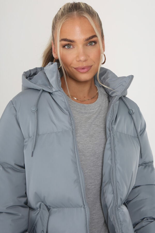 Springfield Quilted puffer jacket with hood blue mix