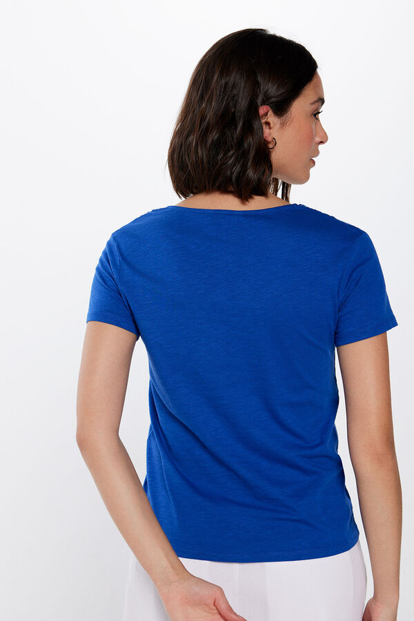 Springfield T-shirt Decote Bico Crochet azul