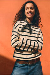 Springfield Striped shoulder buttons T-shirt bej