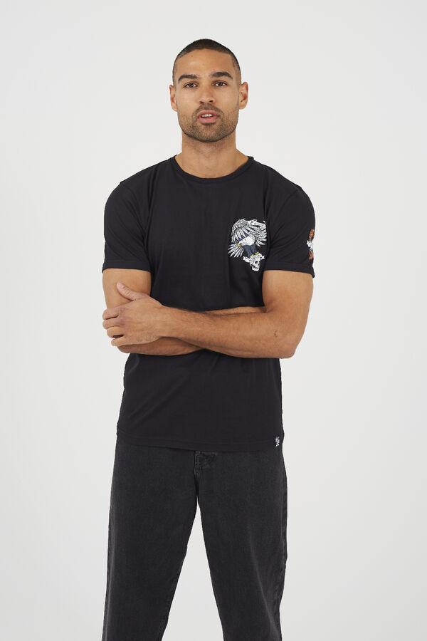 Brave Soul Printed short sleeve T-shirt Crna