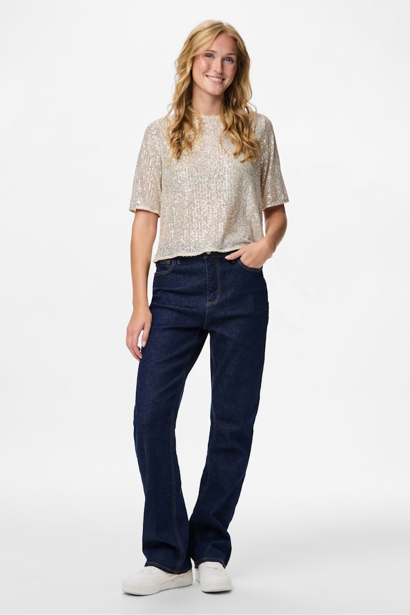 Pieces Kurz&auml;rmliges Top Pailletten 