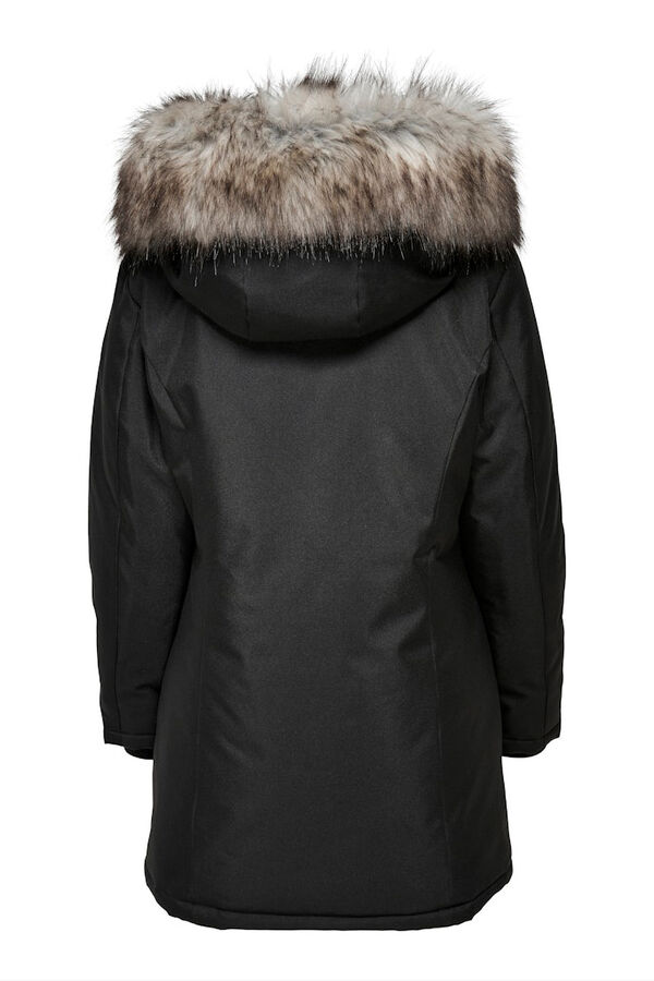 Only Parka com capuz e pele preto