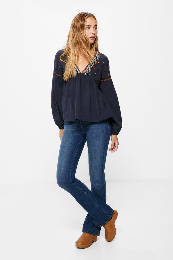 Springfield Embroidered voluminous blouse blue