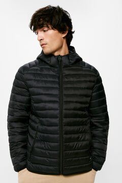 Springfield Quilted hooded jacket black