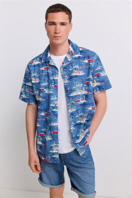 Camisa manga corta bowling estampada