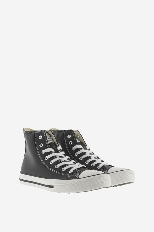 Springfield  leather effect high-top sneakers with white laces black