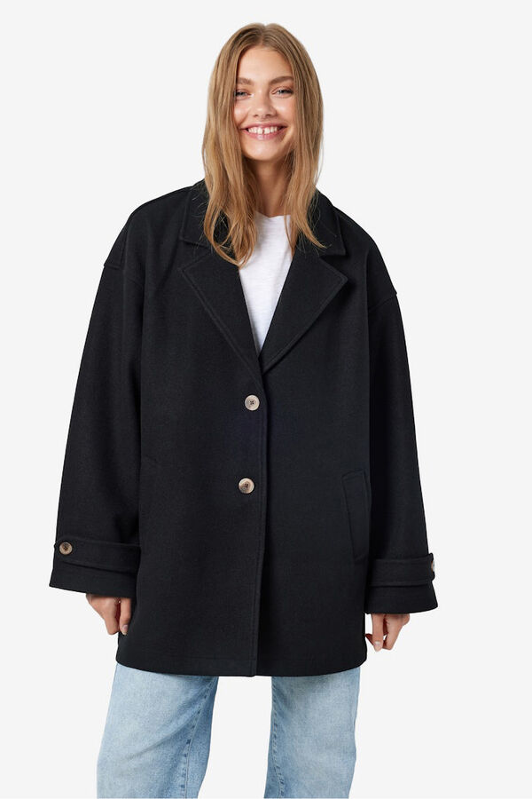 Noisy May Stoffmantel mit Revers und &Auml;rmel Schwarz