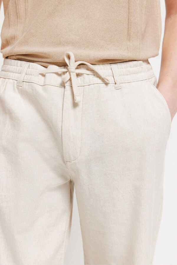 Springfield Pantalon chino comfort fit en lin gris