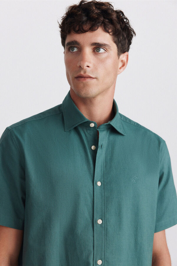 Springfield Chemise oxford &agrave; manches courtes vert