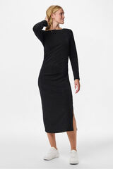 Pieces Vestido midi de lurex com quadris franzidos preto