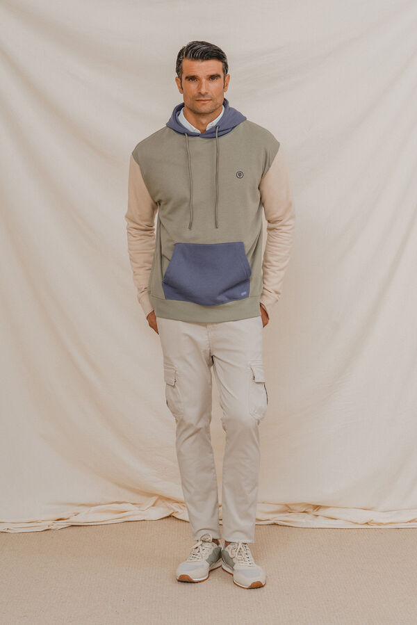 Celopman Sudadera canguro tricolor verde