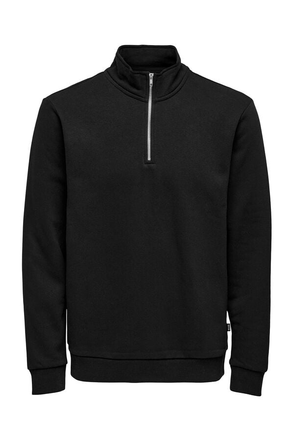 Only & Sons Sweatshirt com fecho-&eacute;clair preto