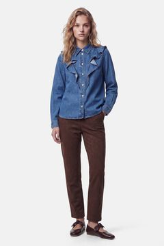 Pieces Denim shirt with ruffles