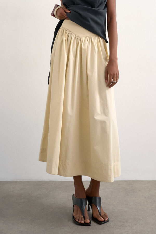 Topshop Saia comprida com detalhe franzido amarelo