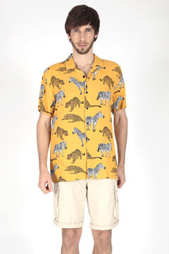 Springfield Camisa estampada de manga curta camelo